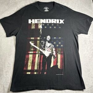 Jimi Hendrix T-Shirt Men’s Large Y2K Black American Flag Rock Graphic Tee